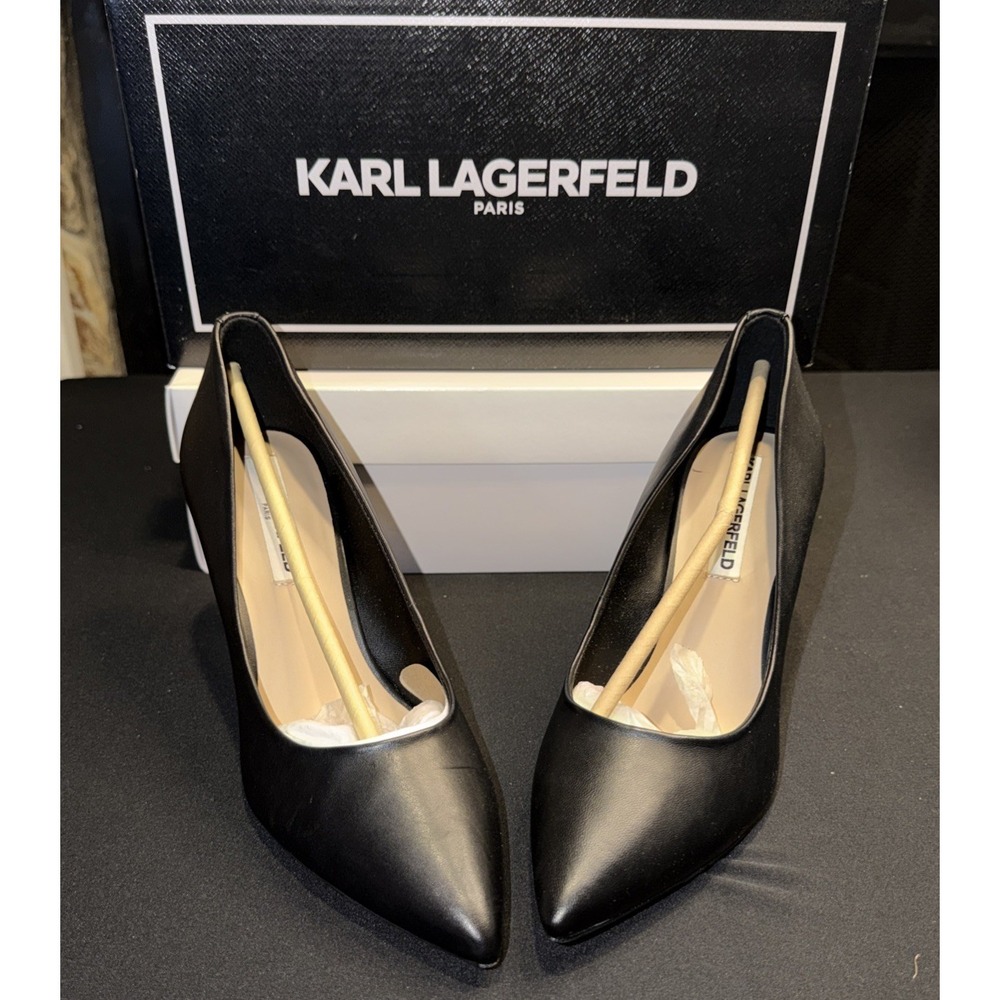 KARL LAGERFELD PARIS Women's Royale Pointed Toe High-Heel Pump Black Sz 8.5